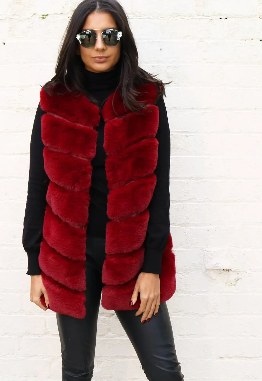 Coats_-_Panelled_Fur_Gilet_-_Burgundy_-_Front_MS