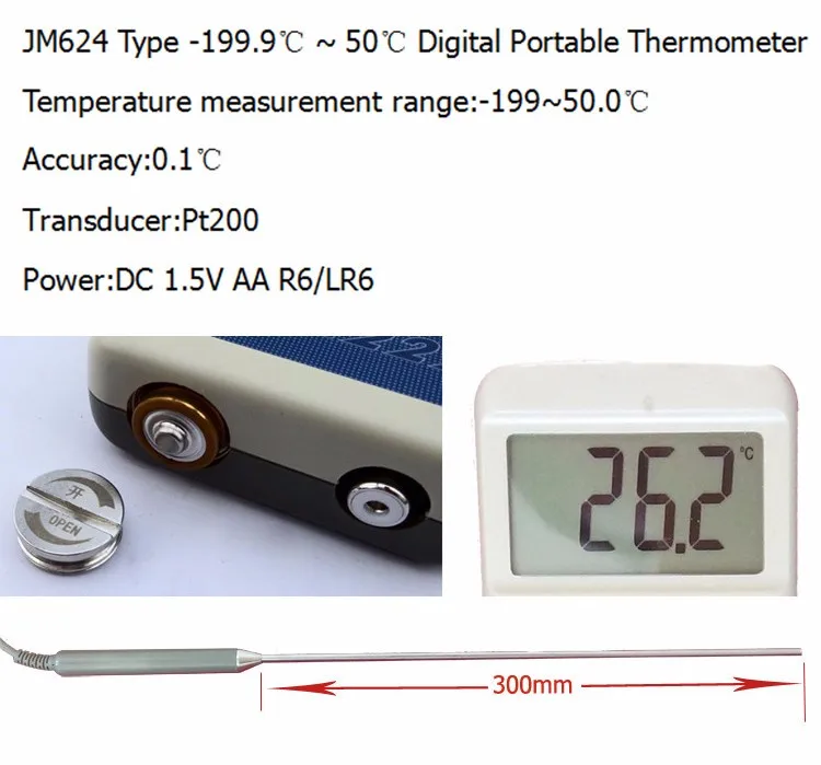 JM624 криогенный термометр-199,9~ 50 градусов полупроводниковые датчики температуры термометр