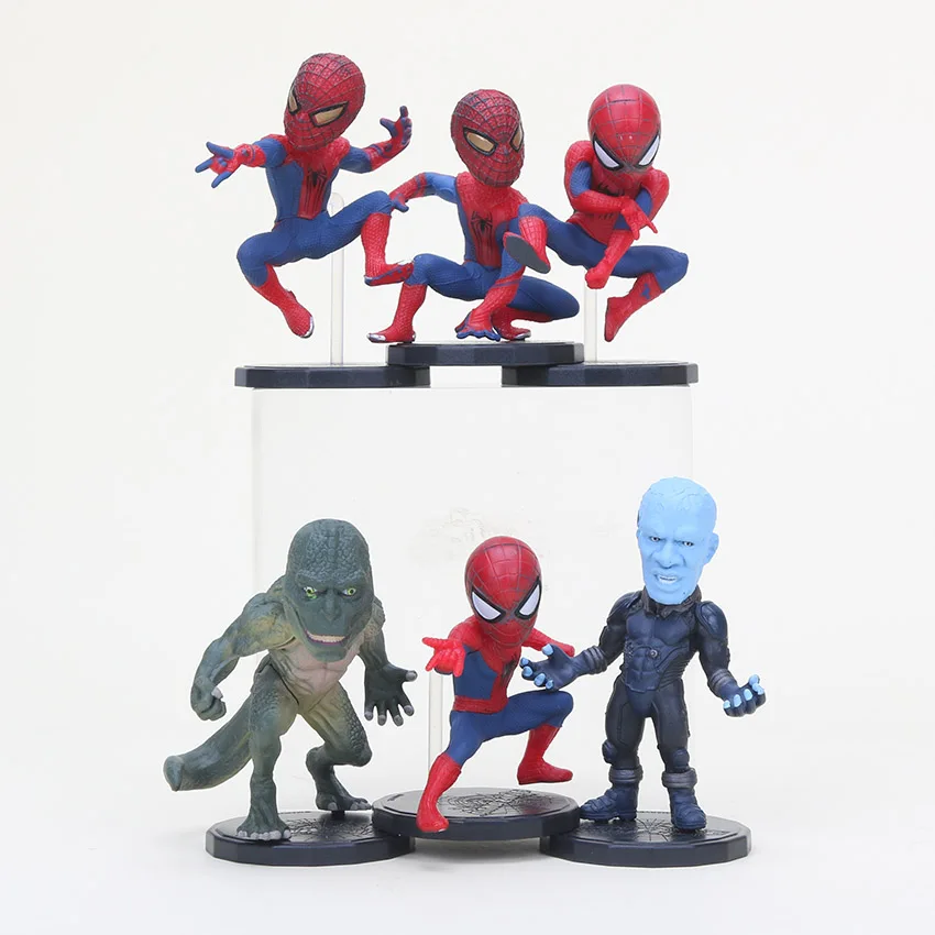 6Pcsset The Avengers Action Figure Amazing Spider-Man Electro Lizard Spider Man PVC figure Toys 6.5-8cm