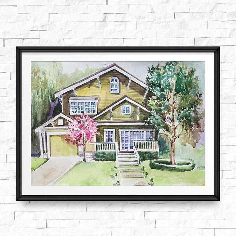 Desperate Housewives Watercolor Houses Painting