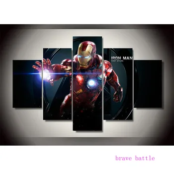 

Cartoon Movie Iron Man 5 Pieces Canvas Painting Print Living Room Home Decor Modern Wall Art Oil Painting