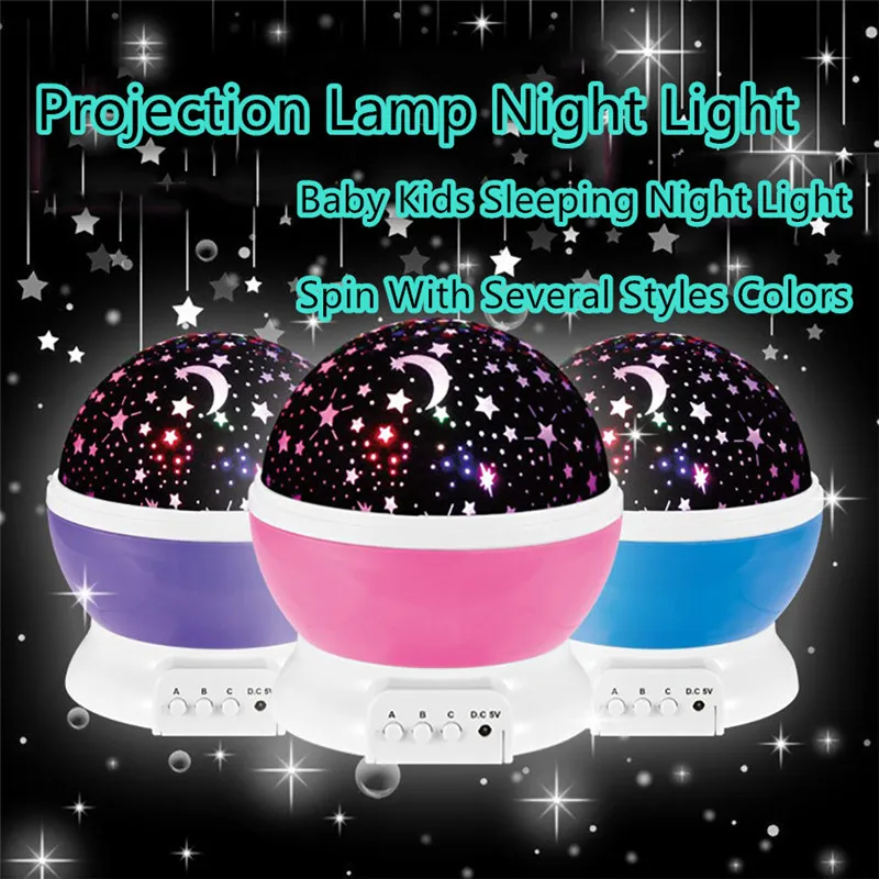 

ZjRight Romantic Rotating Spin Night Light Projector Children Kids Baby Sleep stage Light Sky Star Master USB 5V dj disco light