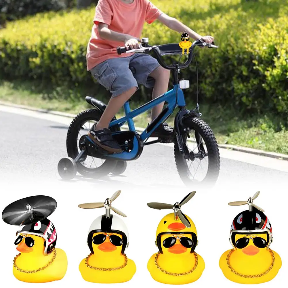 

Car Interior Ornament Duck Wearing Hat Helmet Horn Bicycle Motorcycle Safety Helmet Shape Lamp Toy Bike Bell Car Clip Lights