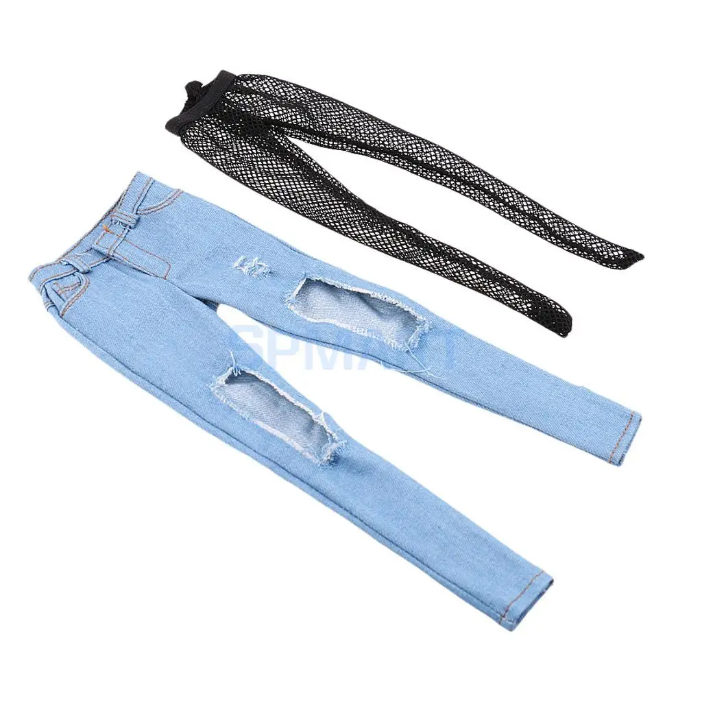 1/6 Scale Female Ripped Jeans Women Pants Clothes for 12inch Phicen Kumik Soldier Action Figures Collectible DIY Accessories
