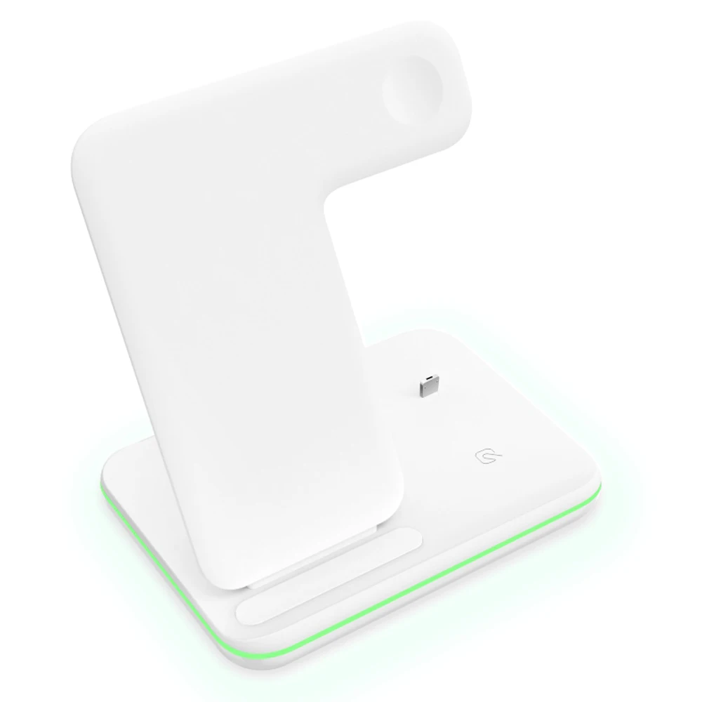 Беспроводная зарядная док-станция Ascromy Qi 15 Вт для samsung S10 Xiaomi huawei iPhone X для быстрой зарядки Apple Watch 4 Airpods - Цвет: Белый