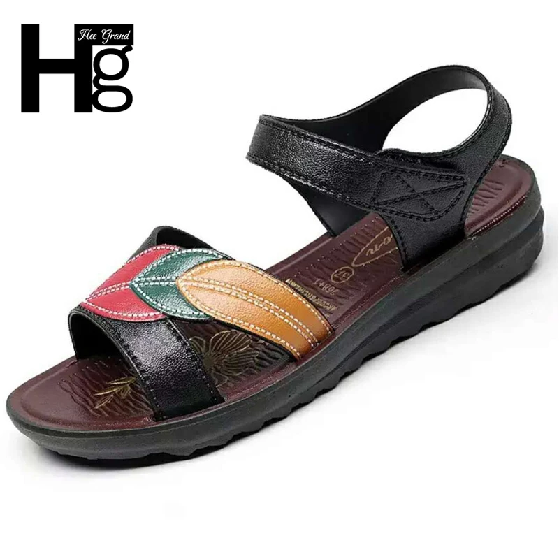 

HEE GRAND Summer Sandals Platform Casual Shoes Woman Flat With Solid Comfortable Shoes Front Rear Strap 2 Colors XWZ5356