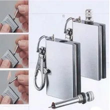 

4PCS/LOT Outdoor Camping Standing match metal Striker Lighter with keychain survival Silver Matches
