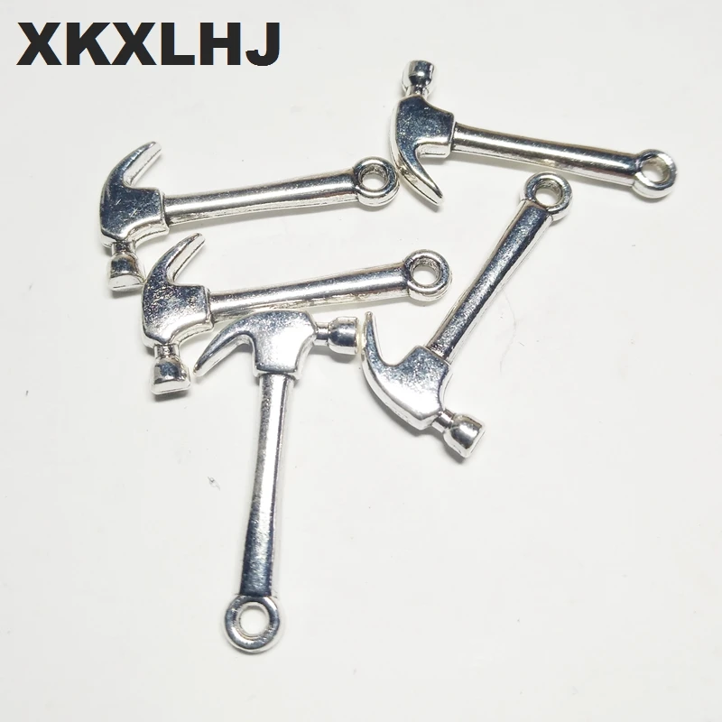 

XKXLHJ 10pcs Charms claw hammer tool 25*12mm Tibetan Silver Plated Pendants Antique Jewelry Making DIY Handmade Craft