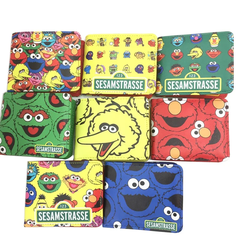 

IVYYE 1PCS Sesame Street Style Fashion Anime PU Wallet Bags Wallets Zipper Coins Pocket Casual Purses Card Unisex Gifts New