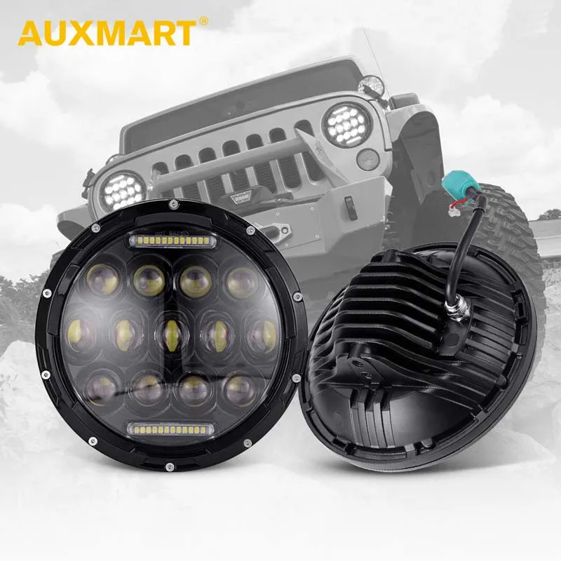 

Auxmart 2Pcs 7inch 75W Led Auto Headlight Bulbs Hi lo H4 H13 Headlights Led Driving Light for JEEP WranglerTJ/JK/Land Rover