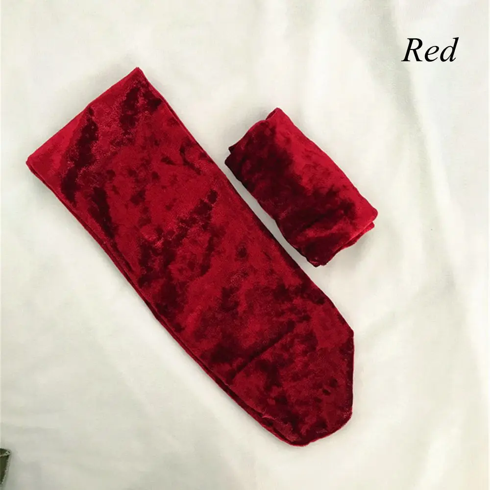 Модные женские повседневные Бархатные носки, мягкие винтажные Ретро носки для девочек, роскошная блестящая жемчужина, чулочно-носочные изделия, зимние теплые короткие однотонные носки, хипстер - Цвет: Red Style 1