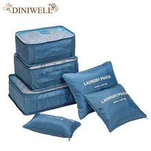 DINIWELL Brand 6 PCS Travel Storage Bag Set For Clothes Tidy Organizer Pouch Suitcase Home Closet Divider Container Organiser