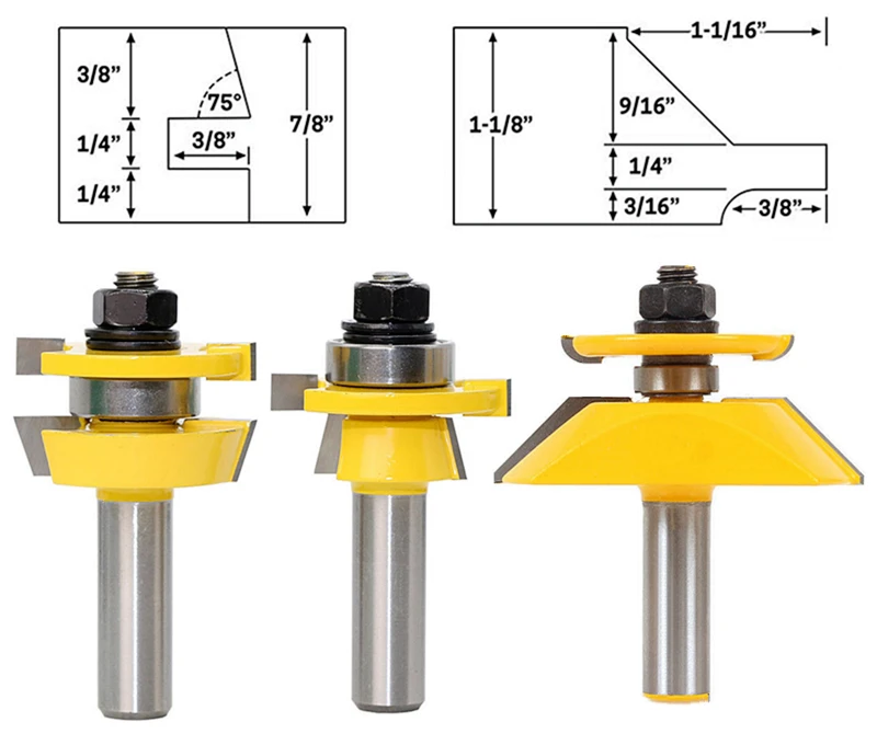 RCT 1/" хвостовик панели двери шкафа маршрутизатор Набор бит Карбид фрезы для плотника древесины гравировки Деревообрабатывающие инструменты