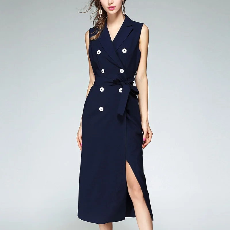 

Long Waistcoat Sleeveless Vest Female Cultivate Morality Spring Autumn Outfit Double Breasted Show Thin Women Vest