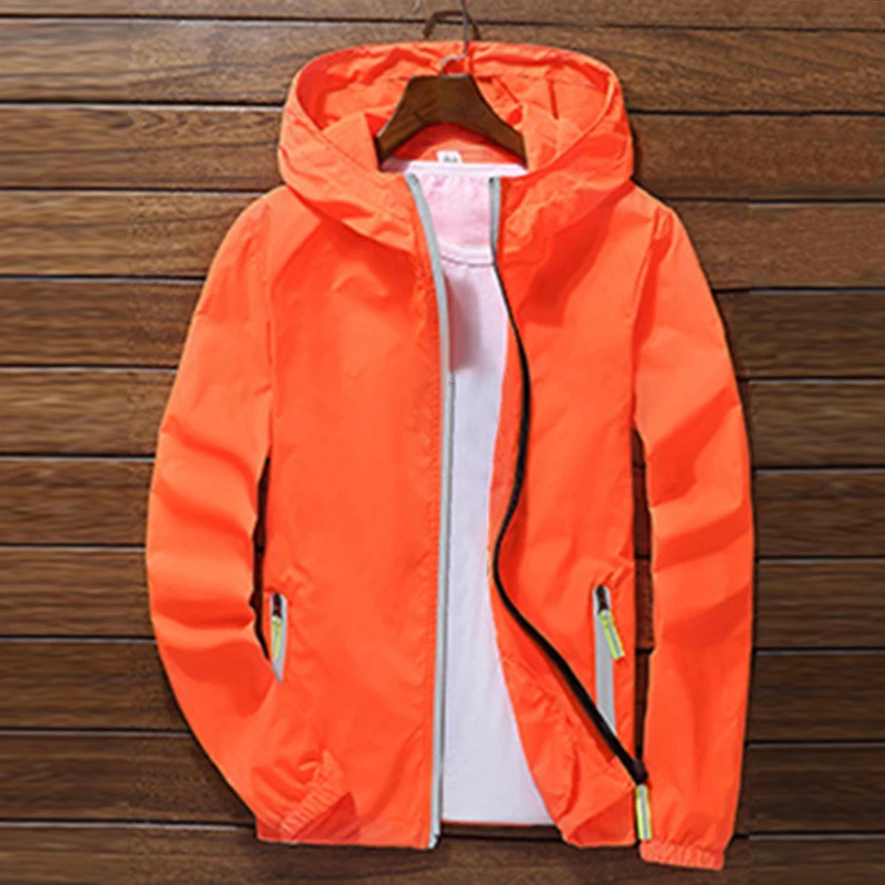 Oversize Men Windproof Cycling Jackets Male Male's Zip Thin Coat 2018 Autumn Sport Outdoor Hooded Waterproof Jackets Sportwear