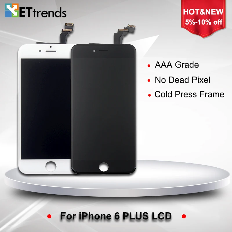 

5PCS/LOT No dead pixel LCD display for iPhone 6 Plus 5.5 LCD Screen digitizer Assembly with Digitizer White Black DHL Free Ship