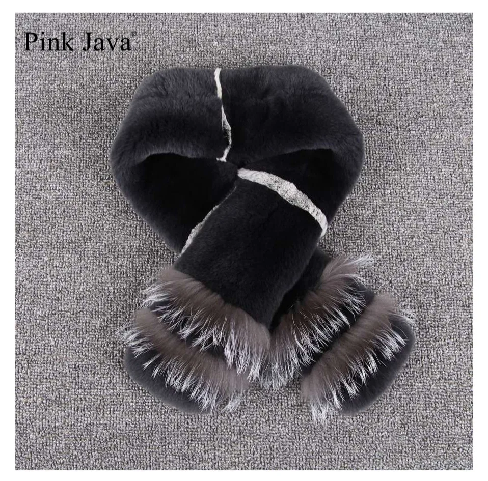 PINK JAVA QC1856 new arrival real rex rabbit fur scarf women winter warm scarves neck scarf genuine silver fox high quality