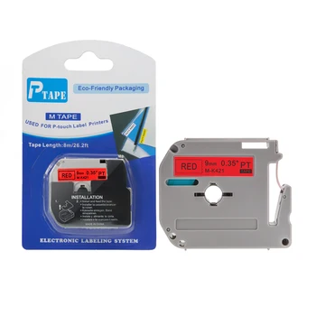 

9mm p touch thermal label tape M-K421 Black on Red M label tape Compatible PT-100 PT-110