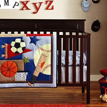 Промо-акция! 6 шт., детские постельные принадлежности для кроватки, комплект детской кроватки, одеяло с вышивкой, бампер, простыня, пыль, оборки для мальчика, кровать(бампер+ одеяло+ покрывало