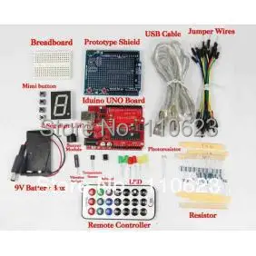 UNO R3 KIT Upgraded version of the Starter Kit the Breadboard, LED, LM35 Temperature Sensor,USB cabe for arduino kit frree shipping top selling high qualiy uno r3 starter kit 1602 lcd dot matrix breadboard led resistor hot selling