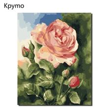DIY обрамленная розовая роза картина маслом по номерам цветы картины холст живопись для гостиной стены Искусство домашний декор VA-0263