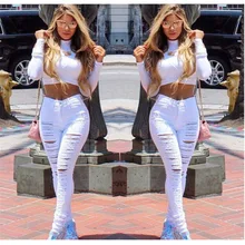 Новинка, модные повседневные штаны с большими дырками и маленькими носками, индивидуальная хонинговая Растяжка, эластичные джинсы, женские брюки