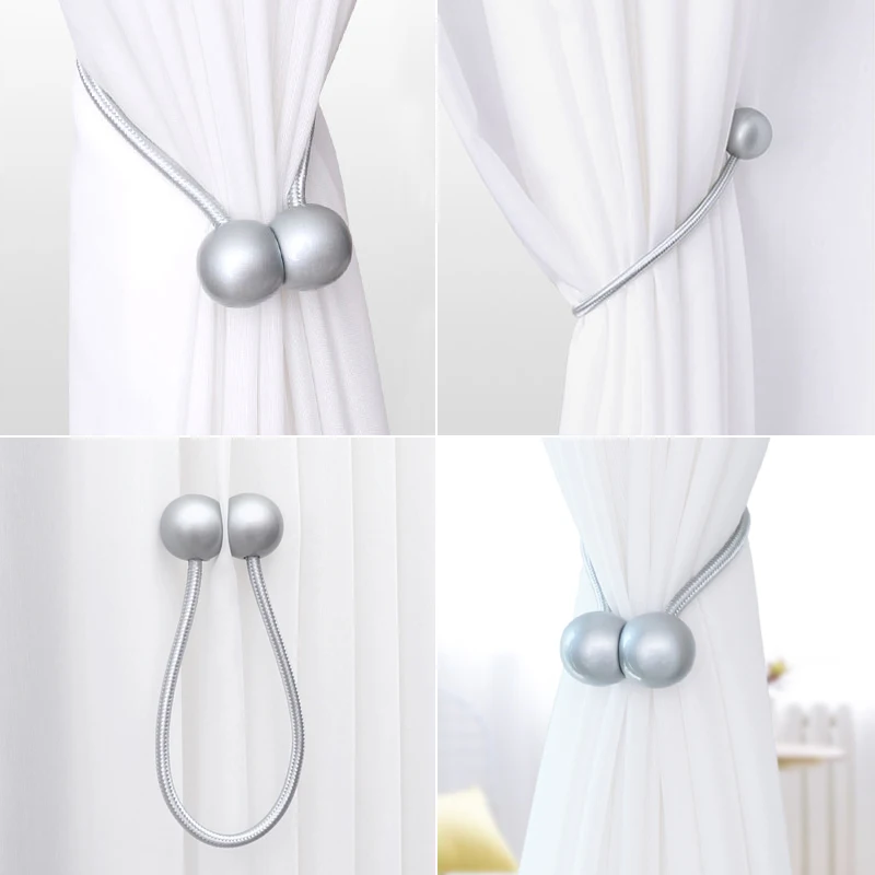 2 PCS Creative Candy Ball  Magnetic Curtain Tiebacks Window Drapery Rope HoldBack with Stoving Varnish Ball for Drapes Decor