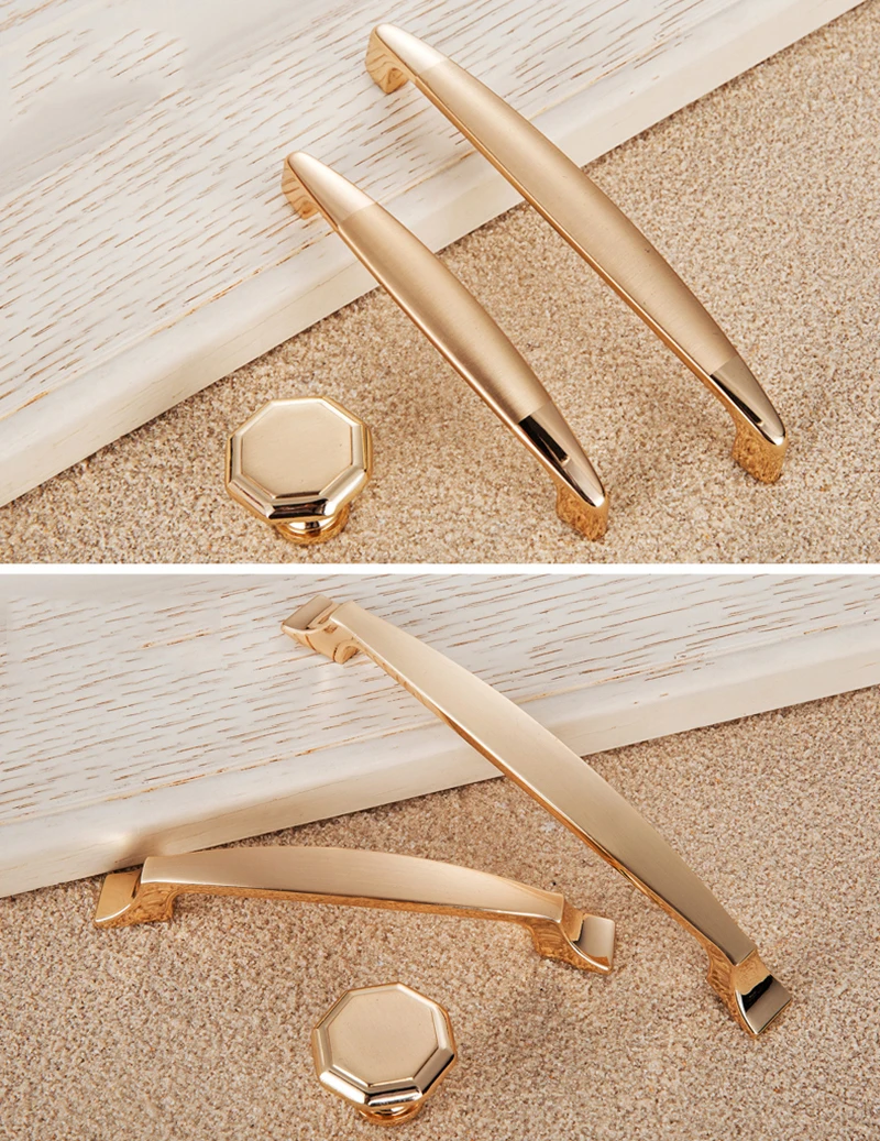 Gold Door Handles Wardrobe Drawer Pulls Kitchen Cabinet Knobs and Handles Fittings for Furniture Handles Hardware Accessories