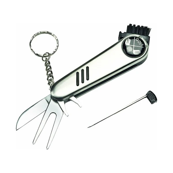 

Golfer 6-in-1 Multi Tool Ball Marker Brush Pitch Repairer (Silver)