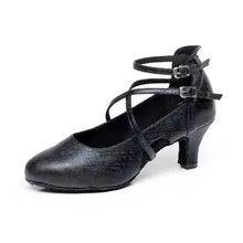Женские туфли для Бальных и латиноамериканских танцев; женские туфли для танцев на высоком каблуке 6 см; Цвет Черный; современное Танго; обувь для вечеринок; 1677