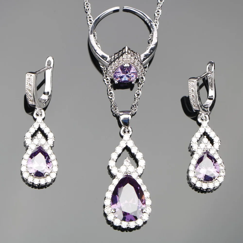 Buy Bridal Purple Cubic Zirconia Costume Jewelry Sets