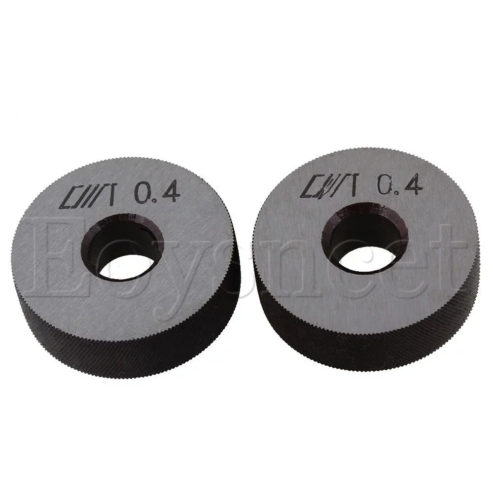 

2 x Knurling Tool Silver Diagonal Wheel Linear Knurl 0.4mm Pitch 26x8x8mm