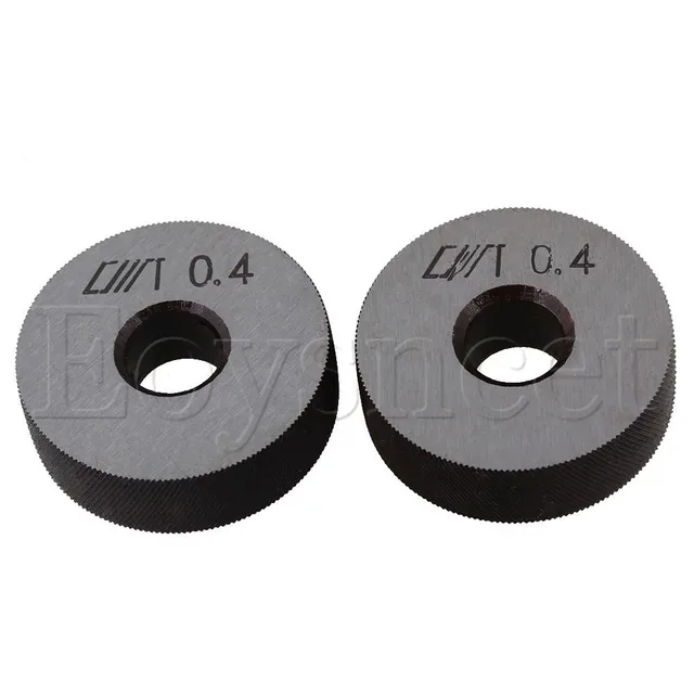 2 x Knurling Tool Silver Diagonal Wheel Linear Knurl 0.4mm Pitch 26x8x8mm