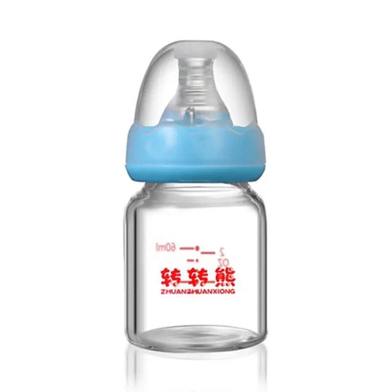 Бутылочка для кормления новорожденных, 60 мл, из боросиликатного стекла, стандартная бутылочка для кормления ребенка, маленькая бутылочка для кормления молока и воды - Цвет: Blue B