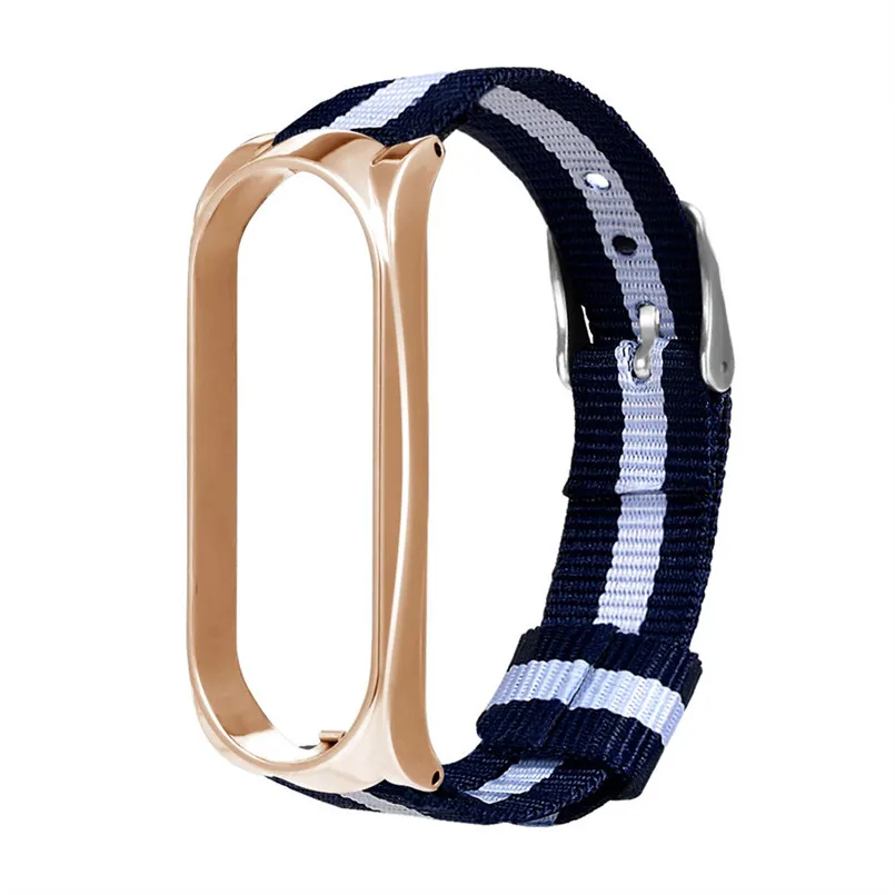 Fashio Navy Nylon Wristband Canvas Sport Strap Watch Band Replacemen For Xiaomi Mi Band 3 Watch band Size 25x1.95x0.54cm 40MR1401