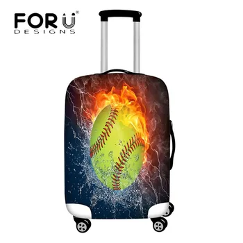 

FORUDESIGNS Spandex Luggage Cover Baseball Fire 3D Print Suitcase Protective Covers Dust Rain Cover Apply to 18-30 Trolley Cases