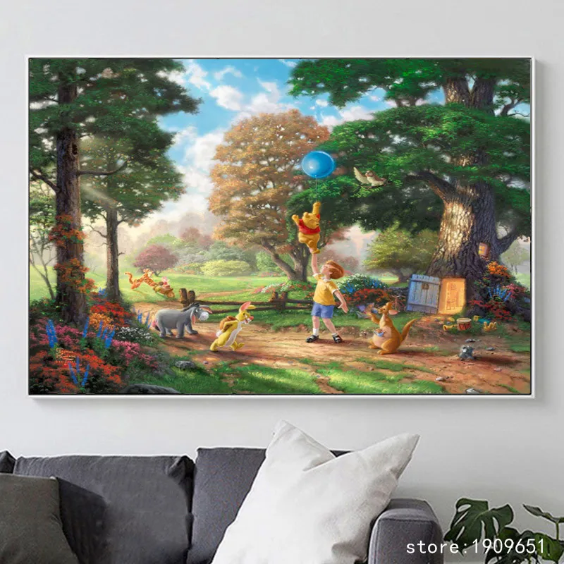 

No frame Thomas cartoon animal boy scenery oil painting canvas printings printed on cotton home wall art decoration picture