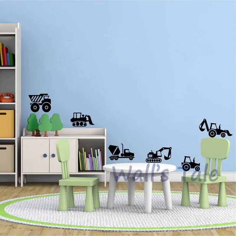 Construction Vehicles Wall Stickers Boys Bedroom Decor