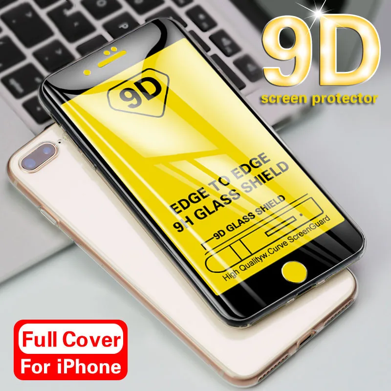 

9D Curved Full Cover Tempered Glass on the For iPhone 6 6S 7 8 Plus Screen Protector For iPhone X XS XR XS MAX Protection Glass