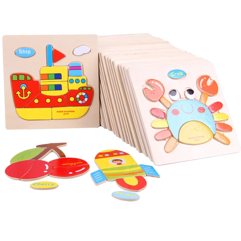 

Wooden 3D Puzzle Toys For Children Cartoon Animal Puzzles Intelligence Kids Children Educational Toy