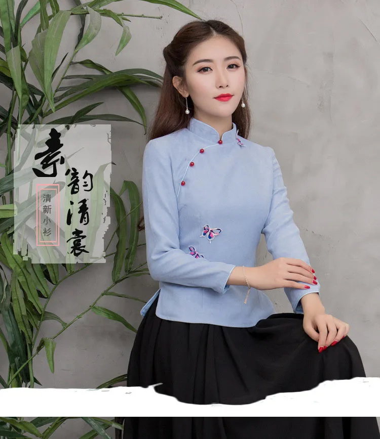 Весна китайский Стиль Cheongsam футболка