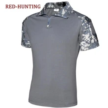 Тактическая Военная рубашка Боевая с коротким рукавом облегающая камуфляжная рубашка на молнии подходит для охоты на открытом воздухе CS тренировочная походная