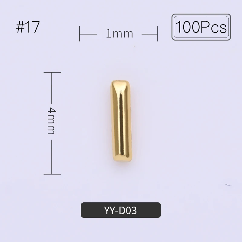 100 шт Смешанные узоры для ногтей металлические заклепки для УФ-геля 3D украшения для ногтей Золотой Цвет Советы для ногтей DIY дизайн - Цвет: 17