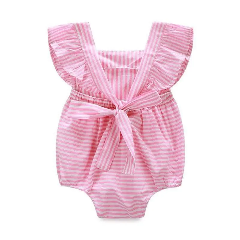 الرضع طفل الاطفال فتاة الملابس رومبير مخطط جمبسوت من القطن Playsuit تتسابق Sunsuit M