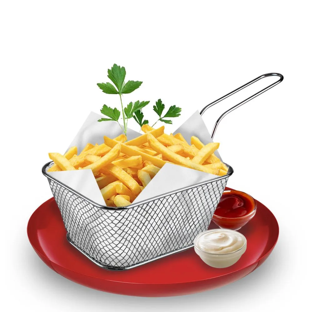 

Kitchen Cooking Tools Mini Stainless Steel French Fries Net Fry Fryer Basket Small square shape kitchen Useful Accessories