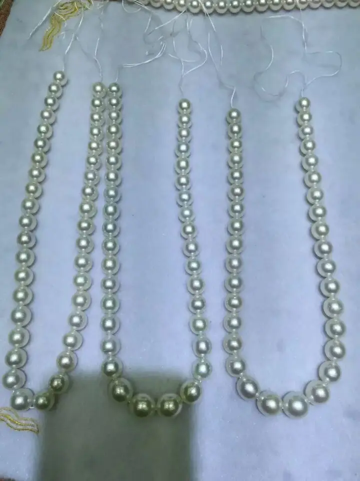 

three 11-12mm natural south seas white pearl necklace 18inch 14K (9.13)