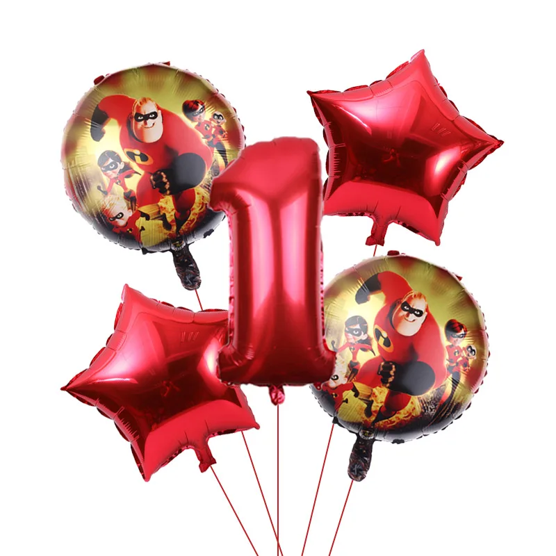 

Wholesale 5pcs/lot Incredibles 2 Foil Balloon Number Mylar Balloon 1st Birthday Balloon Party Decorations Toys For Kids Globos