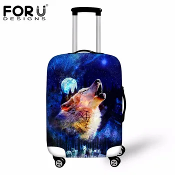 

FORUDESIGNS Newest Elastic Luggage Protective Cover 3D Wolf Animal Travel Trolley Case Rain Covers S/M/L For 18-30 Inch Suitcase
