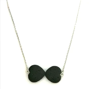 

10pcs) Double Love Heart Essential Oil Diffuser Necklace Aromatherapy Jewelry Minimalist Lava Stone Ball Diffuser Necklace