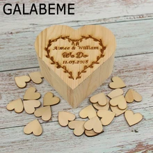 Galabeme Свадебная Гостевая книга box деревенское Обручальное кольцо Box пользовательские деревянные Keepsake коробка с 50 шт. любовь сердца